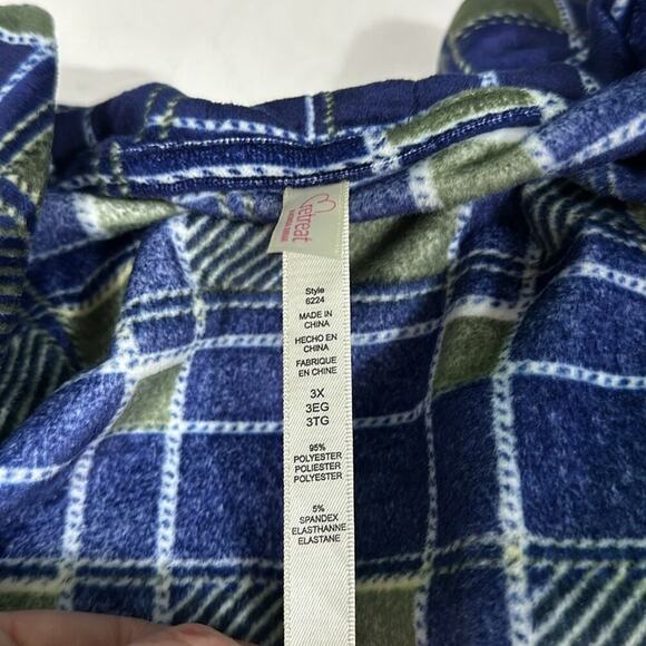 Retreat By Rhonda Shear Women's Plaid Cardigan Navy/green Plus Size 3X - Picture 4 of 4